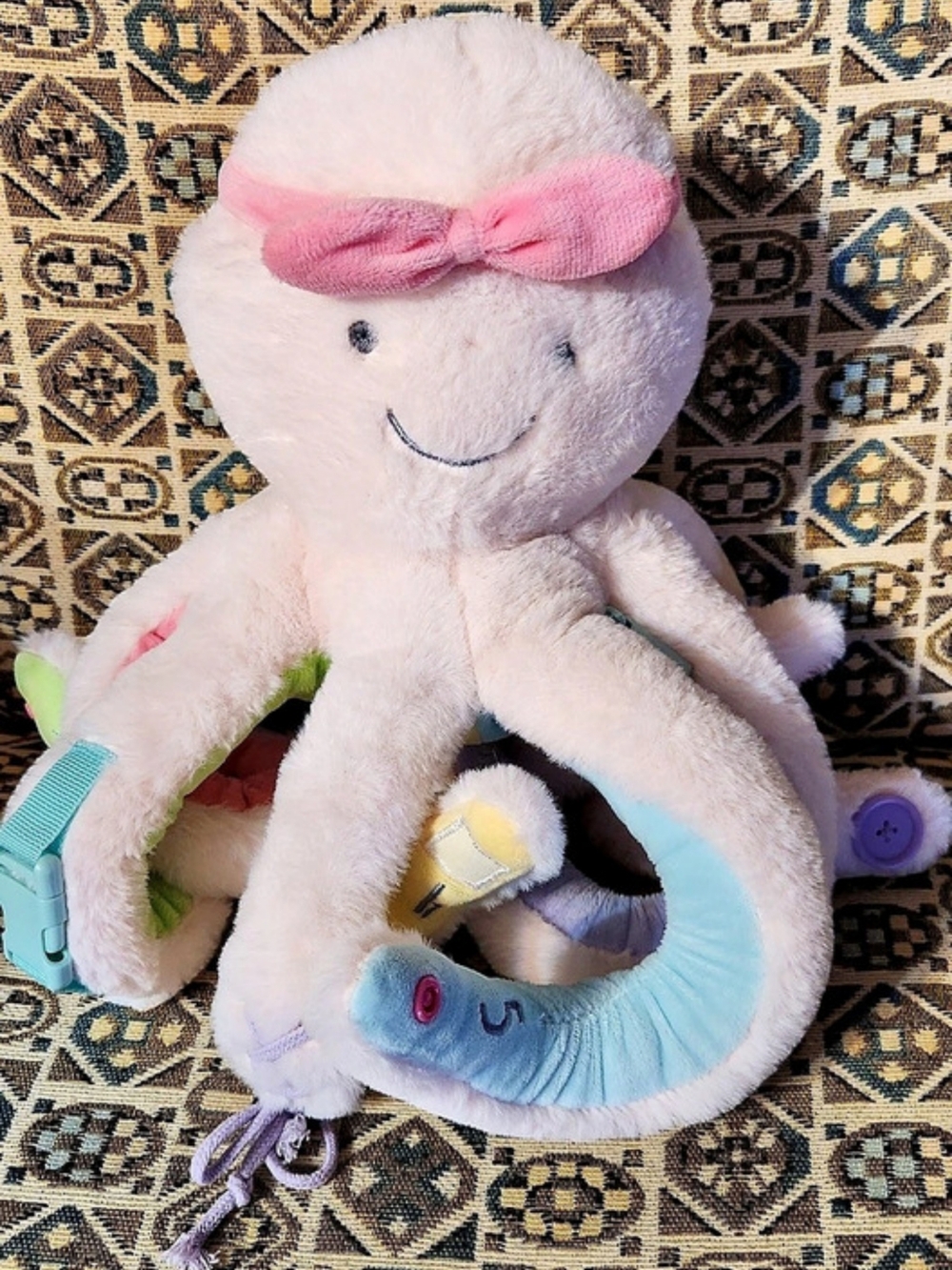Mudpie Octopus With Pink Headband Plush Toy Multicolor
